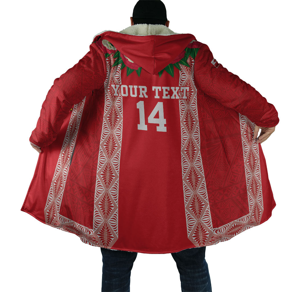 Mate Ma'a Tonga Rugby Custom Cloak Tongan Kahoa Lei Ngatu Pattern Red LT14 - Polynesian Pride