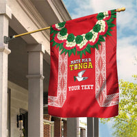 Mate Ma'a Tonga Rugby Custom Garden Flag Tongan Kahoa Lei Ngatu Pattern Red LT14 House Flag Red - Polynesian Pride