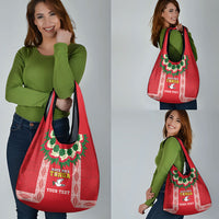 Mate Ma'a Tonga Rugby Custom Grocery Bag Tongan Kahoa Lei Ngatu Pattern Red LT14 - Polynesian Pride
