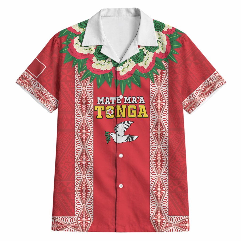 Mate Ma'a Tonga Rugby Custom Hawaiian Shirt Tongan Kahoa Lei Ngatu Pattern Red LT14 Red - Polynesian Pride