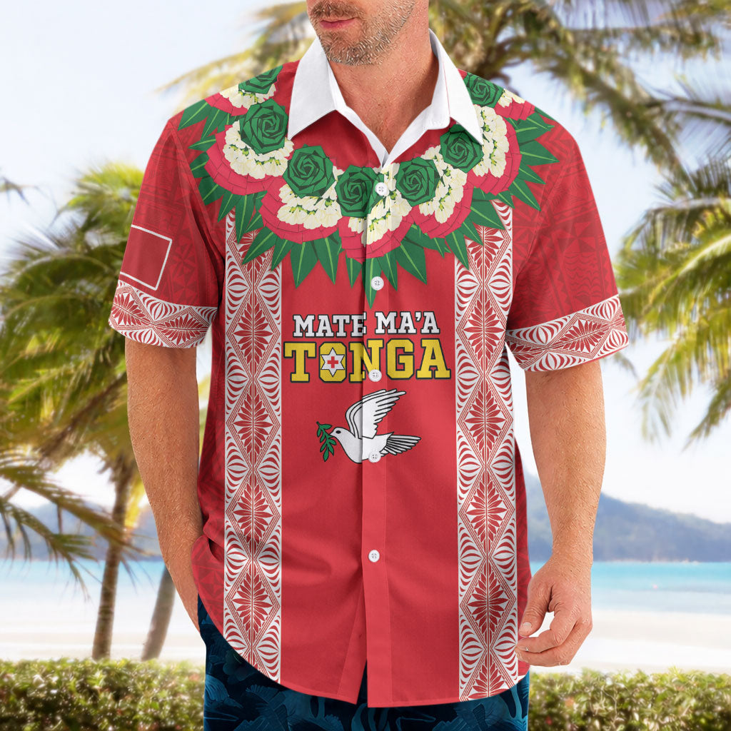 Mate Ma'a Tonga Rugby Custom Hawaiian Shirt Tongan Kahoa Lei Ngatu Pattern Red LT14 - Polynesian Pride