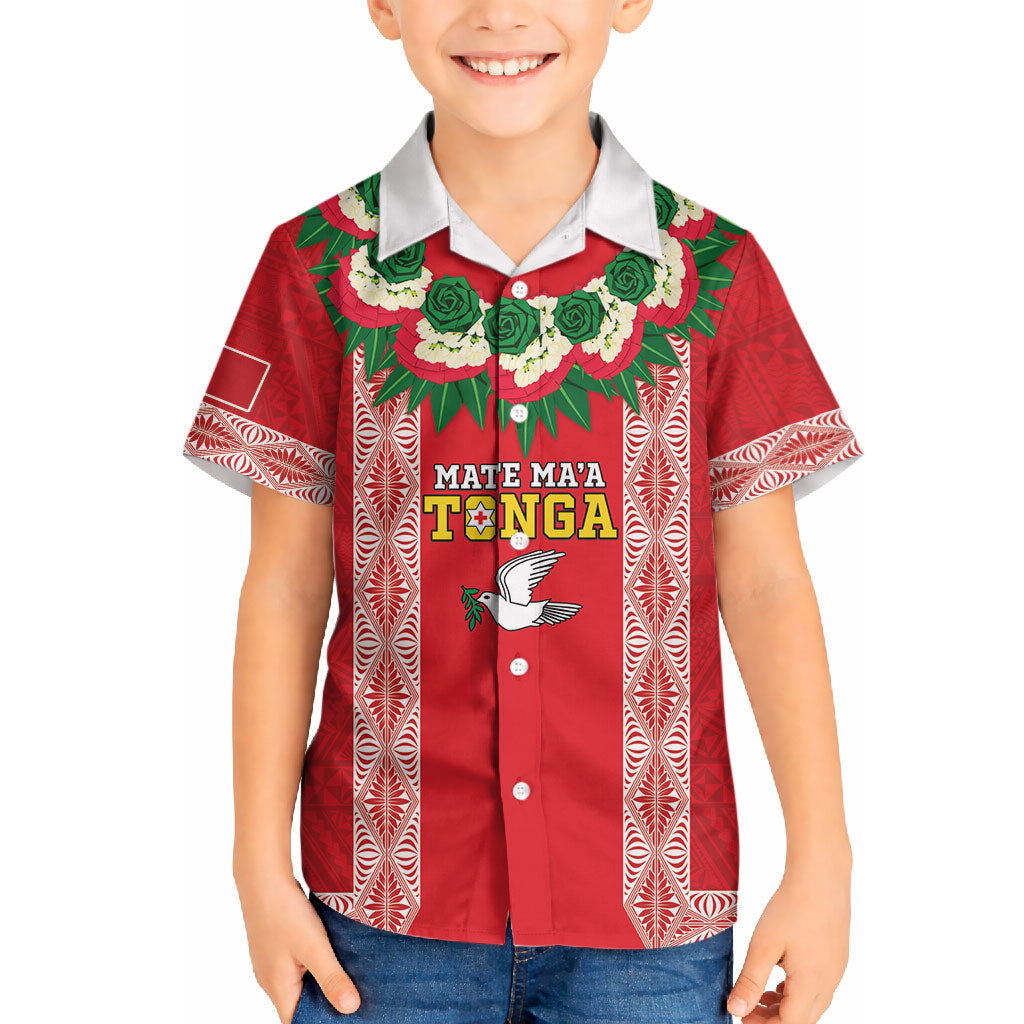 Mate Ma'a Tonga Rugby Custom Hawaiian Shirt Tongan Kahoa Lei Ngatu Pattern Red LT14 - Polynesian Pride