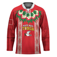 Mate Ma'a Tonga Rugby Custom Hockey Jersey Tongan Kahoa Lei Ngatu Pattern Red LT14 Unisex Red - Polynesian Pride