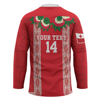 Mate Ma'a Tonga Rugby Custom Hockey Jersey Tongan Kahoa Lei Ngatu Pattern Red LT14 - Polynesian Pride