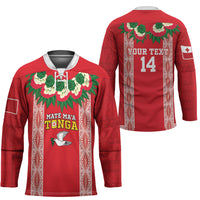 Mate Ma'a Tonga Rugby Custom Hockey Jersey Tongan Kahoa Lei Ngatu Pattern Red LT14 - Polynesian Pride