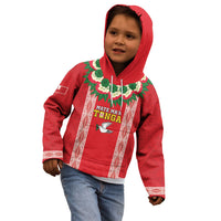 Mate Ma'a Tonga Rugby Custom Kid Hoodie Tongan Kahoa Lei Ngatu Pattern Red LT14 - Polynesian Pride