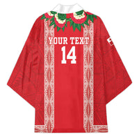 Mate Ma'a Tonga Rugby Custom Kimono Tongan Kahoa Lei Ngatu Pattern Red LT14 - Polynesian Pride