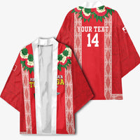 Mate Ma'a Tonga Rugby Custom Kimono Tongan Kahoa Lei Ngatu Pattern Red LT14 - Polynesian Pride