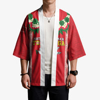 Mate Ma'a Tonga Rugby Custom Kimono Tongan Kahoa Lei Ngatu Pattern Red LT14 - Polynesian Pride