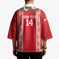Mate Ma'a Tonga Rugby Custom Kimono Tongan Kahoa Lei Ngatu Pattern Red LT14 - Polynesian Pride