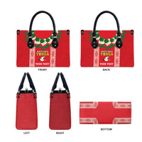 Mate Ma'a Tonga Rugby Custom Leather Bag Tongan Kahoa Lei Ngatu Pattern Red LT14 - Polynesian Pride