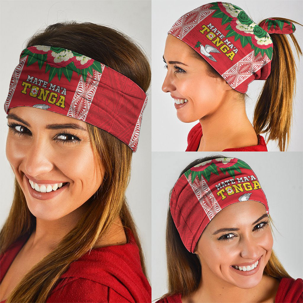 Mate Ma'a Tonga Rugby Custom Neck Gaiter Tongan Kahoa Lei Ngatu Pattern Red LT14 - Polynesian Pride