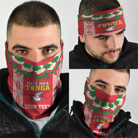 Mate Ma'a Tonga Rugby Custom Neck Gaiter Tongan Kahoa Lei Ngatu Pattern Red LT14 - Polynesian Pride