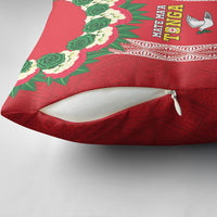 Mate Ma'a Tonga Rugby Custom Pillow Cover Tongan Kahoa Lei Ngatu Pattern Red LT14 - Polynesian Pride