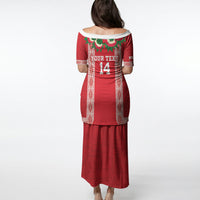 Mate Ma'a Tonga Rugby Custom Puletasi Tongan Kahoa Lei Ngatu Pattern Red LT14 - Polynesian Pride