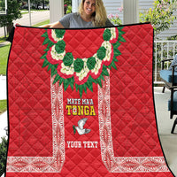 Mate Ma'a Tonga Rugby Custom Quilt Tongan Kahoa Lei Ngatu Pattern Red LT14 Red - Polynesian Pride