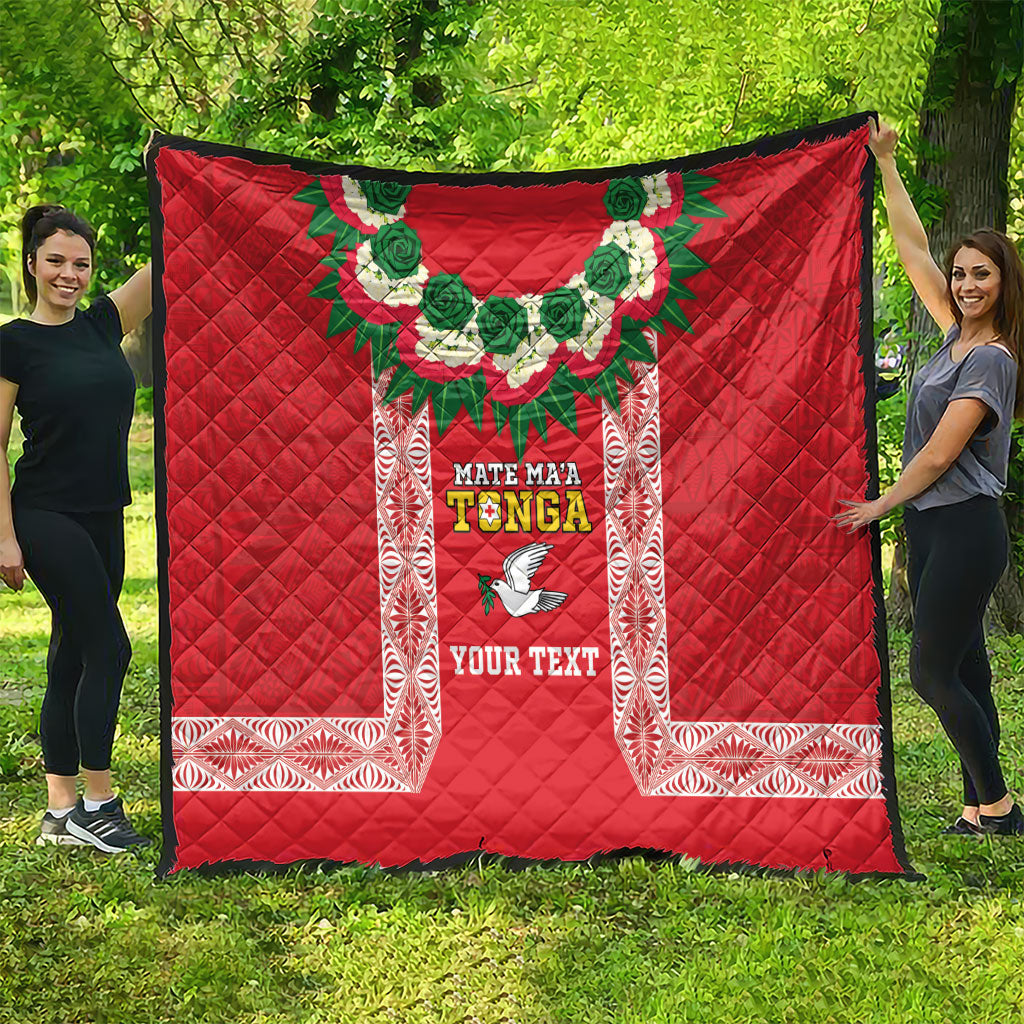 Mate Ma'a Tonga Rugby Custom Quilt Tongan Kahoa Lei Ngatu Pattern Red LT14 - Polynesian Pride
