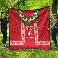 Mate Ma'a Tonga Rugby Custom Quilt Tongan Kahoa Lei Ngatu Pattern Red LT14 - Polynesian Pride