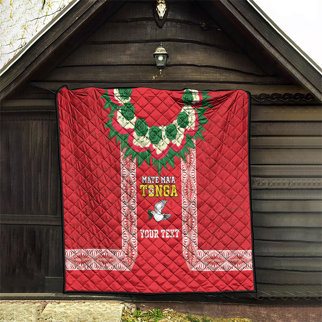 Mate Ma'a Tonga Rugby Custom Quilt Tongan Kahoa Lei Ngatu Pattern Red LT14 - Polynesian Pride