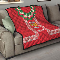 Mate Ma'a Tonga Rugby Custom Quilt Tongan Kahoa Lei Ngatu Pattern Red LT14 - Polynesian Pride