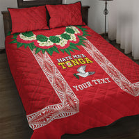 Mate Ma'a Tonga Rugby Custom Quilt Bed Set Tongan Kahoa Lei Ngatu Pattern Red LT14 Red - Polynesian Pride