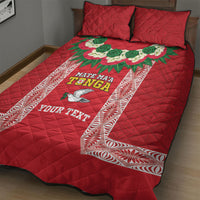 Mate Ma'a Tonga Rugby Custom Quilt Bed Set Tongan Kahoa Lei Ngatu Pattern Red LT14 - Polynesian Pride