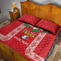 Mate Ma'a Tonga Rugby Custom Quilt Bed Set Tongan Kahoa Lei Ngatu Pattern Red LT14 - Polynesian Pride