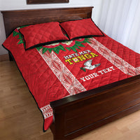 Mate Ma'a Tonga Rugby Custom Quilt Bed Set Tongan Kahoa Lei Ngatu Pattern Red LT14 - Polynesian Pride
