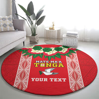 Mate Ma'a Tonga Rugby Custom Round Carpet Tongan Kahoa Lei Ngatu Pattern Red LT14 - Polynesian Pride