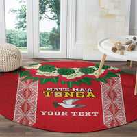 Mate Ma'a Tonga Rugby Custom Round Carpet Tongan Kahoa Lei Ngatu Pattern Red LT14 - Polynesian Pride