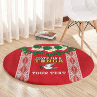 Mate Ma'a Tonga Rugby Custom Round Carpet Tongan Kahoa Lei Ngatu Pattern Red LT14 - Polynesian Pride