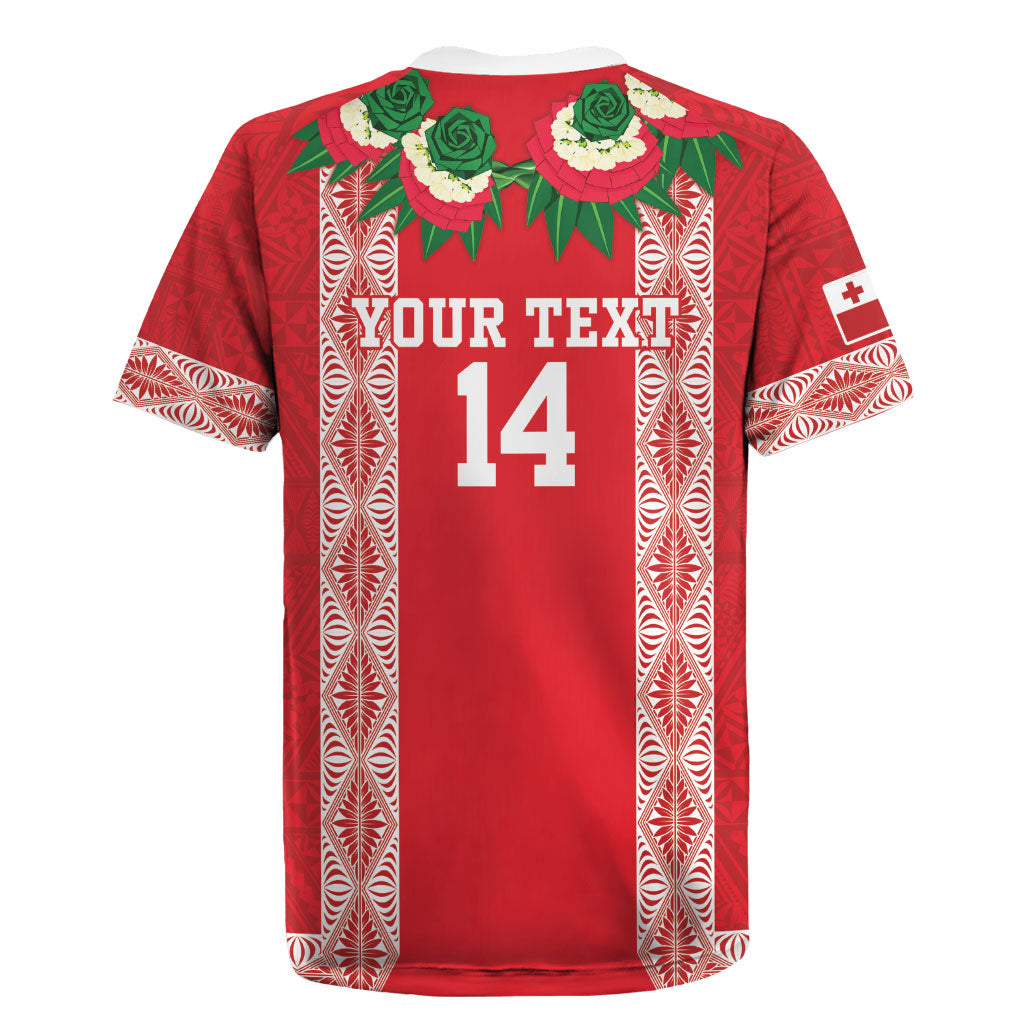 Mate Ma'a Tonga Rugby Custom Rugby Jersey Tongan Kahoa Lei Ngatu Pattern Red LT14 - Polynesian Pride
