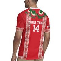 Mate Ma'a Tonga Rugby Custom Rugby Jersey Tongan Kahoa Lei Ngatu Pattern Red LT14 - Polynesian Pride
