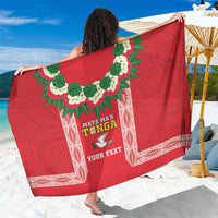 Mate Ma'a Tonga Rugby Custom Sarong Tongan Kahoa Lei Ngatu Pattern Red LT14 One Size 44 x 66 inches Red - Polynesian Pride