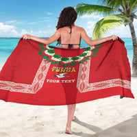 Mate Ma'a Tonga Rugby Custom Sarong Tongan Kahoa Lei Ngatu Pattern Red LT14 - Polynesian Pride