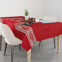 Mate Ma'a Tonga Rugby Custom Tablecloth Tongan Kahoa Lei Ngatu Pattern Red LT14 - Polynesian Pride