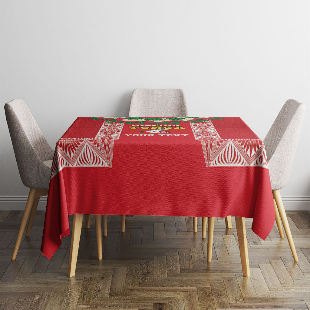 Mate Ma'a Tonga Rugby Custom Tablecloth Tongan Kahoa Lei Ngatu Pattern Red LT14 - Polynesian Pride