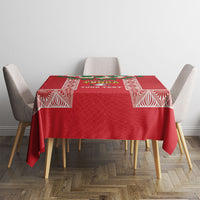 Mate Ma'a Tonga Rugby Custom Tablecloth Tongan Kahoa Lei Ngatu Pattern Red LT14 - Polynesian Pride