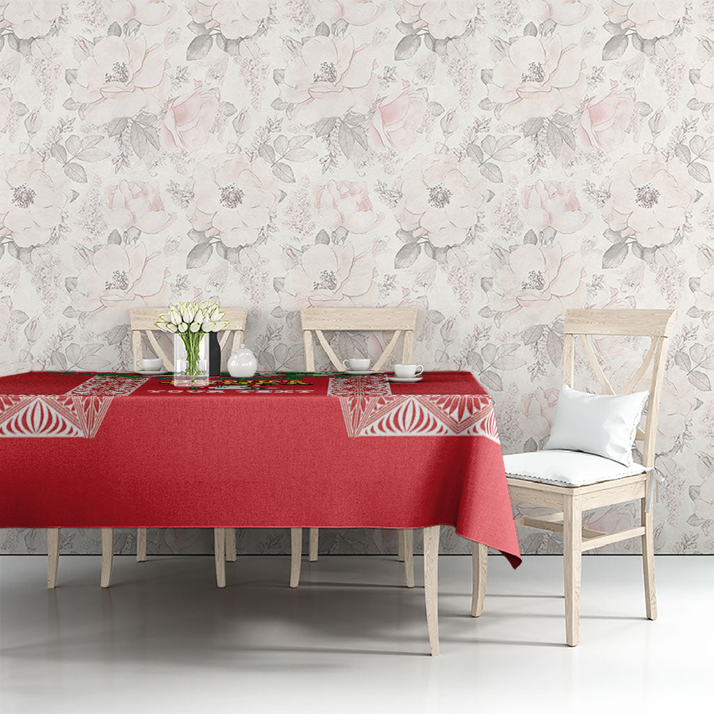 Mate Ma'a Tonga Rugby Custom Tablecloth Tongan Kahoa Lei Ngatu Pattern Red LT14 - Polynesian Pride