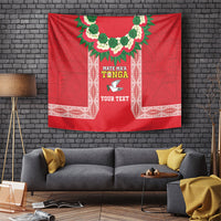 Mate Ma'a Tonga Rugby Custom Tapestry Tongan Kahoa Lei Ngatu Pattern Red LT14 Red - Polynesian Pride