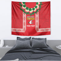 Mate Ma'a Tonga Rugby Custom Tapestry Tongan Kahoa Lei Ngatu Pattern Red LT14 - Polynesian Pride