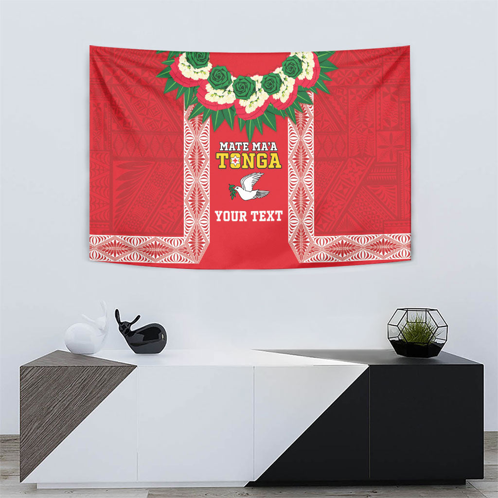Mate Ma'a Tonga Rugby Custom Tapestry Tongan Kahoa Lei Ngatu Pattern Red LT14 - Polynesian Pride