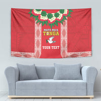 Mate Ma'a Tonga Rugby Custom Tapestry Tongan Kahoa Lei Ngatu Pattern Red LT14 - Polynesian Pride