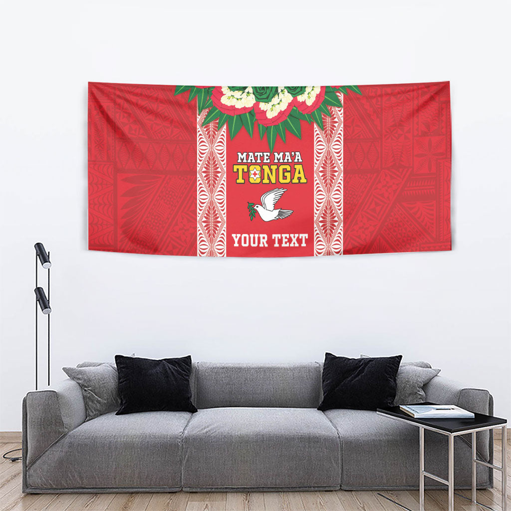 Mate Ma'a Tonga Rugby Custom Tapestry Tongan Kahoa Lei Ngatu Pattern Red LT14 - Polynesian Pride