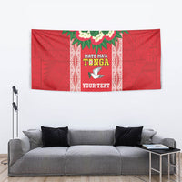 Mate Ma'a Tonga Rugby Custom Tapestry Tongan Kahoa Lei Ngatu Pattern Red LT14 - Polynesian Pride