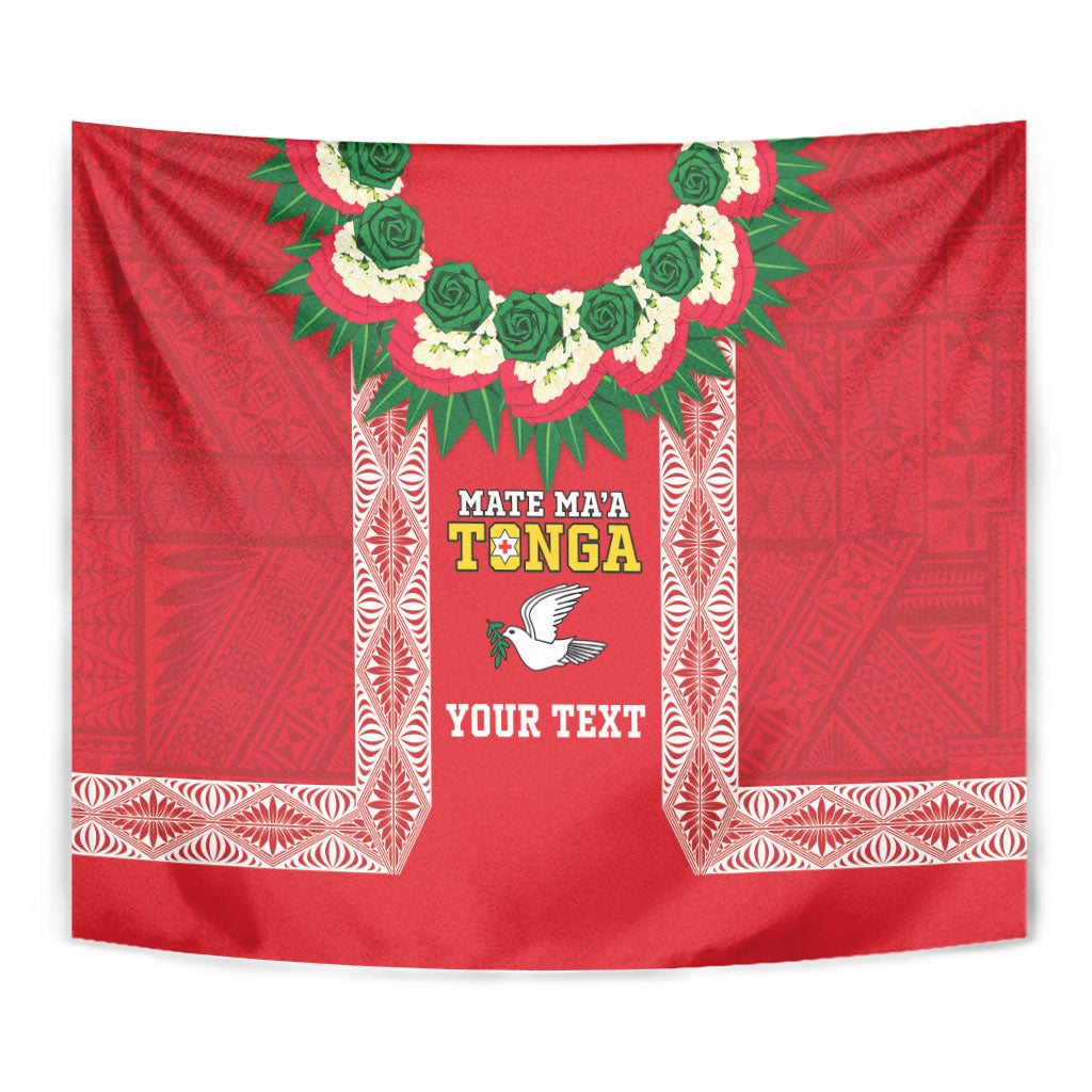 Mate Ma'a Tonga Rugby Custom Tapestry Tongan Kahoa Lei Ngatu Pattern Red LT14 - Polynesian Pride