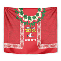 Mate Ma'a Tonga Rugby Custom Tapestry Tongan Kahoa Lei Ngatu Pattern Red LT14 - Polynesian Pride