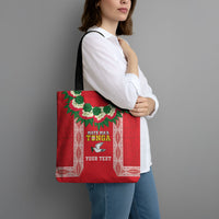 Mate Ma'a Tonga Rugby Custom Tote Bag Tongan Kahoa Lei Ngatu Pattern Red LT14 - Polynesian Pride