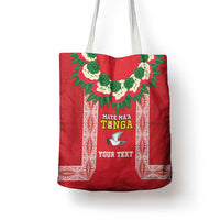 Mate Ma'a Tonga Rugby Custom Tote Bag Tongan Kahoa Lei Ngatu Pattern Red LT14 - Polynesian Pride