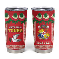 Mate Ma'a Tonga Rugby Custom Tumbler Cup Tongan Kahoa Lei Ngatu Pattern Red LT14 Red - Polynesian Pride